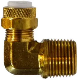 Bargain Midland Metal Poly-Flo 20293 90 deg Elbow, 3/8 in Tube OD x 1/8 in MNPTF, Brass
