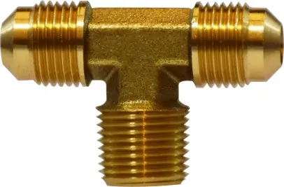 Midland Metal 10205 Branch Tee, 1/4 in Male Flare x 1/4 in Male Flare x 1/4 in Male NPTF, Brass Popular