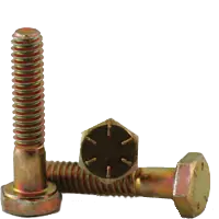 3/8"-24 x 1 3/8" Hex Cap Screws, Grade 8, Zinc-Yellow Cr+6 Bake, Full Thread, Fine (UNF), Import, Qty 100 Genuine