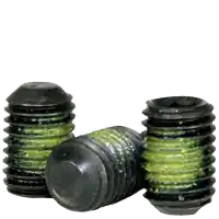 8-32 x 1/4" Socket Set Screws, Flat Point, Nylon-Patch Thermal Black Oxide, Coarse (UNC), Alloy Steel, Qty 100 Fast Shipping