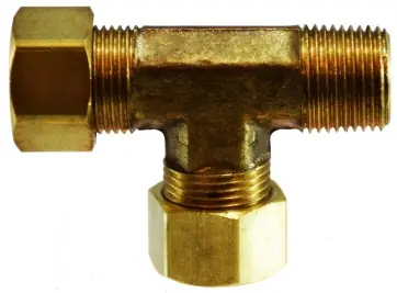 Midland Metal 26281 Tee with 26007 Captive Sleeve Nut, 1/2 in Compression x 1/2 in Compression x 3/8 in MIP, Brass Hot Deal