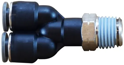 Midland Metal 20836C Swivel Wye Connector, 1/4 in Tube OD x 1/4 in Tube OD x 10 MNPT, Composite Affordable