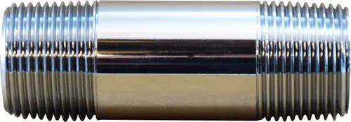 Genuine Midland Metal 41072 Pipe Nipple, 1/2 in MPT x 1/2 in MPT, 8 in, Brass, Chrome-Plated