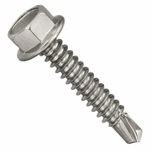6-20 x 3/4" Self-Drilling Screws, Unslotted Indent Hex Washer Head HWH, 2 Point BSD, 410 Stainless Steel, Full Thread, Hardened, Qty 1000 Seasonal Sale