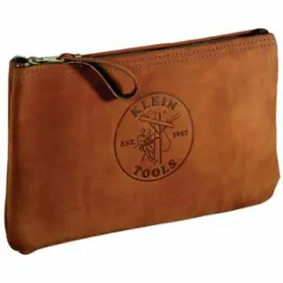 Premium Klein Tools 5139L Zipper Bag, Top-Grain Leather Tool Pouch, 12-1/2-Inch