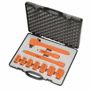 Premium Knipex 98 99 11 S5 10 Pc Socket Set, 1/2" Drive, SAE, 1000V Insulated
