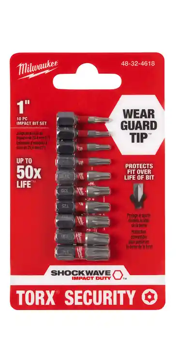 Milwaukee Tool 48-32-4618 10PC SHOCKWAVE Impact Duty 1" TORX Security Insert Bit Set, 3 Pack Express Delivery