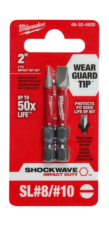 Milwaukee Tool 48-32-4920 SHOCKWAVE 2" Impact Slotted 3/16" & 1/4" Power Bit (2 PK), 3 Pack Today Only