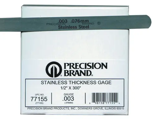 New Release Precision Brand 77245 .015" X 1/2"X25‘ Stainless Steel Thickness Gage