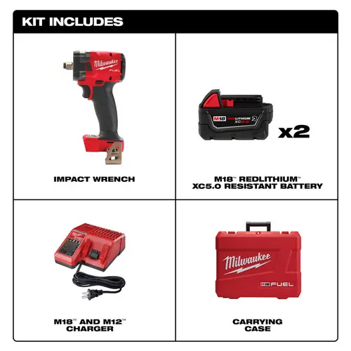 Best Seller Milwaukee Tool 2855-22R M18 FUEL 1/2 " Compact Impact Wrench w/ Friction Ring Kit