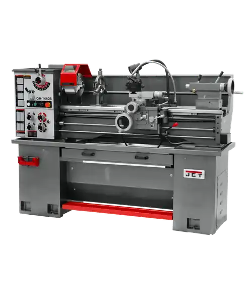 JET JT9-323446 GH-1440B Geared Head Bench Lathe with Stand & Foot Brake with Newall NMS300 DRO Must Have