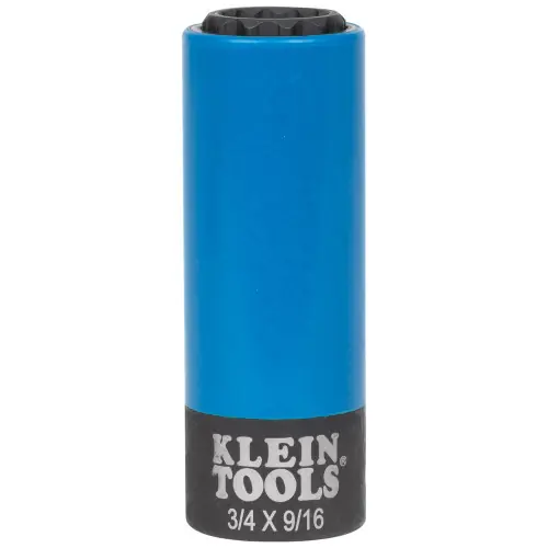 Klein Tools 66030 2-in-1 Coated Impact Socket, 12-Point, 3/4 and 9/16-Inch Bargain