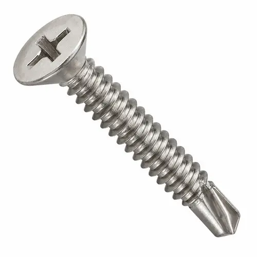 Mega Sale 7-19 x 1" Self-Drilling Screws, Phillips Flat Head, 2 Point BSD, 410 Stainless Steel, Full Thread, Hardened, Qty 1000