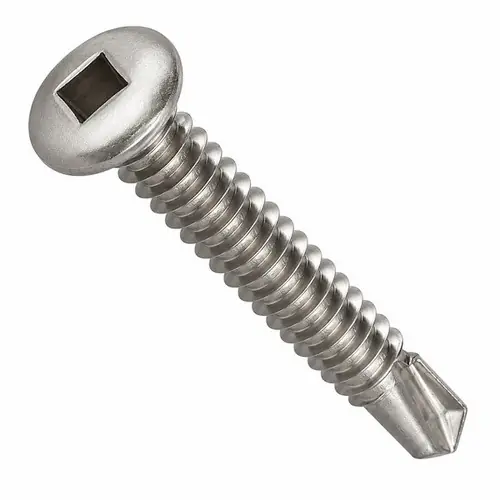 12-14 x 1 1/4" Self-Drilling Screws, Square Drive Pan Head, 3 Point BSD, 410 Stainless Steel, Full Thread, Hardened, Qty 200 Time-Limited