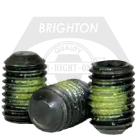 New Release 1/4"-28 x 1/4" Socket Set Screws, Flat Point, Nylon-Patch Black Oxide, Fine (UNF), Alloy Steel, Qty 100