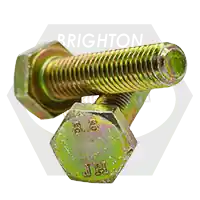 Top Pick M16-2.00 x 60 mm Hex Cap Screws, Metric Class 8.8, Zinc-Yellow Cr+6, Full Thread, Coarse (UNC), DIN 933 / ISO4017, Qty 25