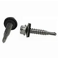 Limited Offer 12-14 x 7/8" Self-Drilling Screws, Unslotted Indent Hex Washer Head HWH, 3 Point BSD, w/ Bonded Washer, 410 Stainless Steel, Full Thread, Qty 500