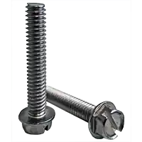 10-24 x 1 1/2" Machine Screws, Slotted Indent Hex Washer Head HWH, 18-8 Stainless Steel A2, Full Thread, Qty 100 Fast Shipping