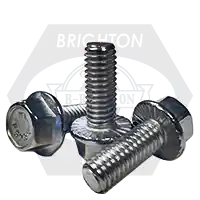 Secure Checkout 1/4"-20 x 1" Hex Head Serrated Flange Screw w/ Wax, 18-8 Stainless Steel , Fully Threaded, Qty 100