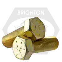 New Arrival 1 1/4"-7 x 10" Hex Cap Screws, Grade 8, Zinc-Yellow Bake Cr+3, Coarse (UNC), Made in USA, Qty 10