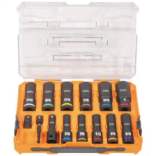 Exclusive Offer Klein Tools 65111IMPCT KNECT 1/2-Inch Drive Deep Well Impact Socket Set, SAE, 14-pc