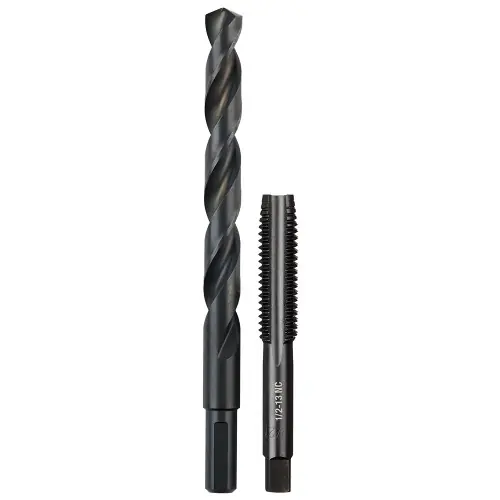 Low Price Milwaukee Tool 49-57-5560 1/2"-13 NC Straight Flute Plug Tap & 27/64" Drill Bit