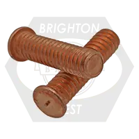 Hassle-Free Returns 10-24 x 1/2" Flanged Capacitor Discharge (Cd) Stud, Mild Steel, Copper Plated, Qty 5000