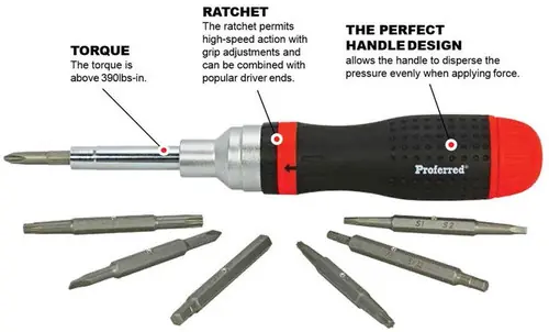 Price Cut Ratcheting 19 Piece In 1 Proferred Interchangeable Bit Screwdriver Sets, Qty 1