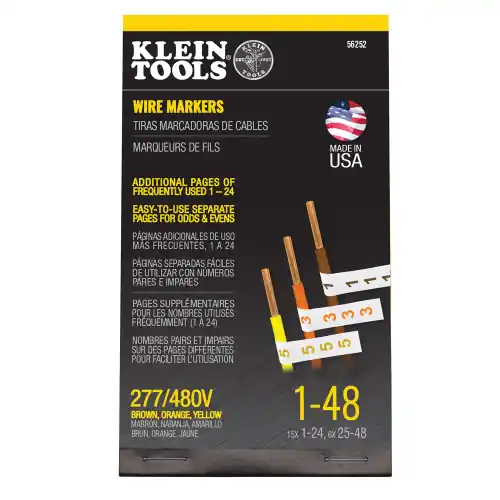 Hot Deal Klein Tools 56252 Wire Marker Book, 277/480V 3 Phase 1-48