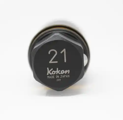 Secure Checkout Ko-ken 280PM-21 21 Hex Dr. Wheel Nut Adaptor Socket 21mm Extra Thin walled Length 55mm Color coded Protector