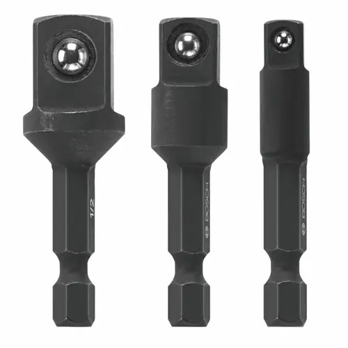 Free Returns Bosch ITDSAV203 3 pc. Driven 1/4 In. Hex Impact Socket Adapter Set (3 Pack)