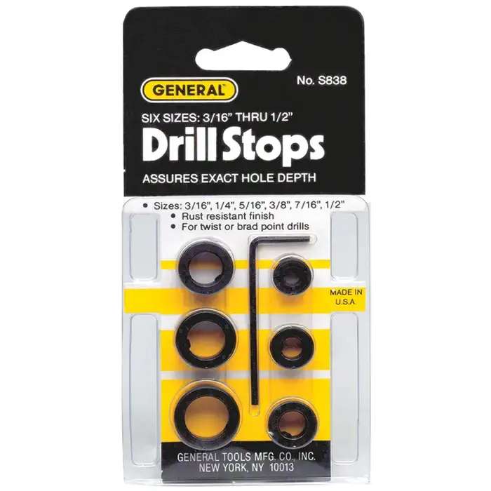 GENERAL TOOL S838 3/16", 1/4", 5/16", 3/8", 7/16", 1/2" Drill Stop Next Day Delivery