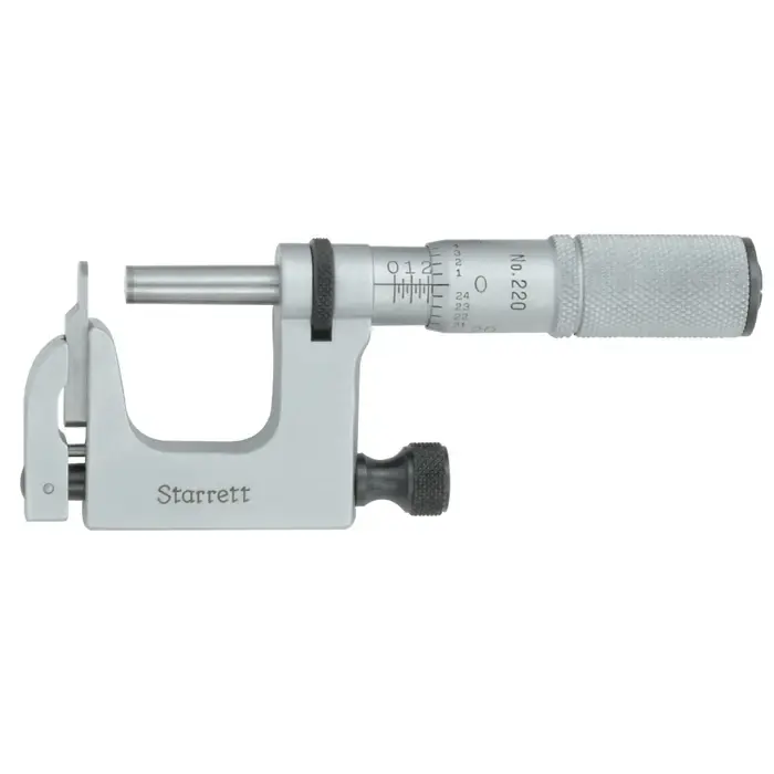 STARRETT 220XFL-1 0 - 1" Range, .001" Graduation Multi-Anvil Outside Micrometer Certified