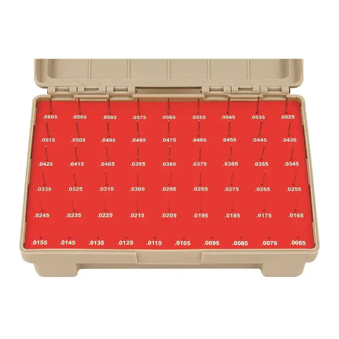 Clearance VERMONT GAGE 101300100 .0065" thru .0605" Range, Plus Tolerance Type, ZZ Class, 55 Piece Pin Gage Set