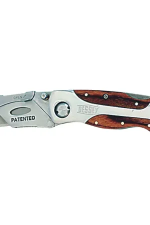 BESSEY D-BKWH Wood Handle Folding Type, 1-3/4" Blade Length, Utility Blade Blade Type Utility Knife Secure Checkout