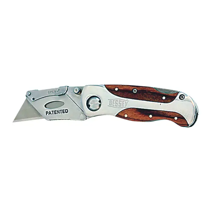BESSEY D-BKWH Wood Handle Folding Type, 1-3/4" Blade Length, Utility Blade Blade Type Utility Knife Secure Checkout