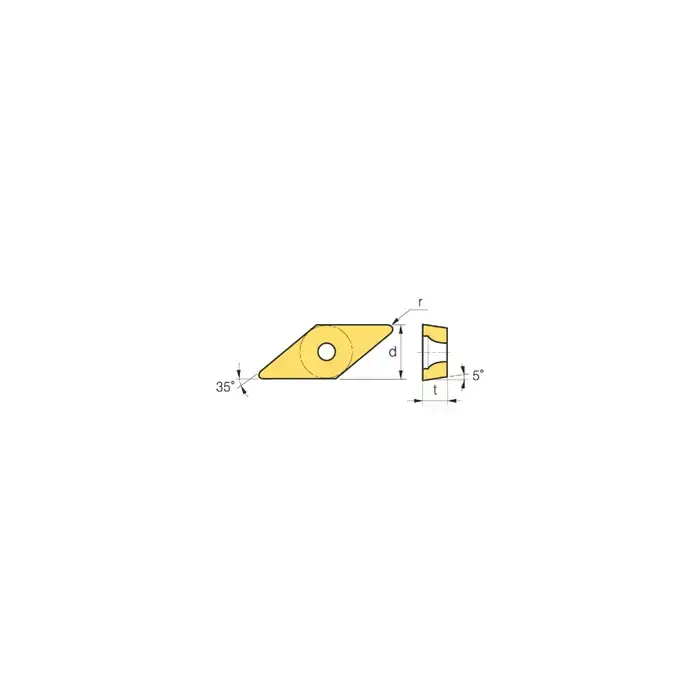 Place Order WALTER 6484435 - VBMT222-MP4 WPP10S, 35° Diamond, Indexable Carbide Turning / Boring Insert