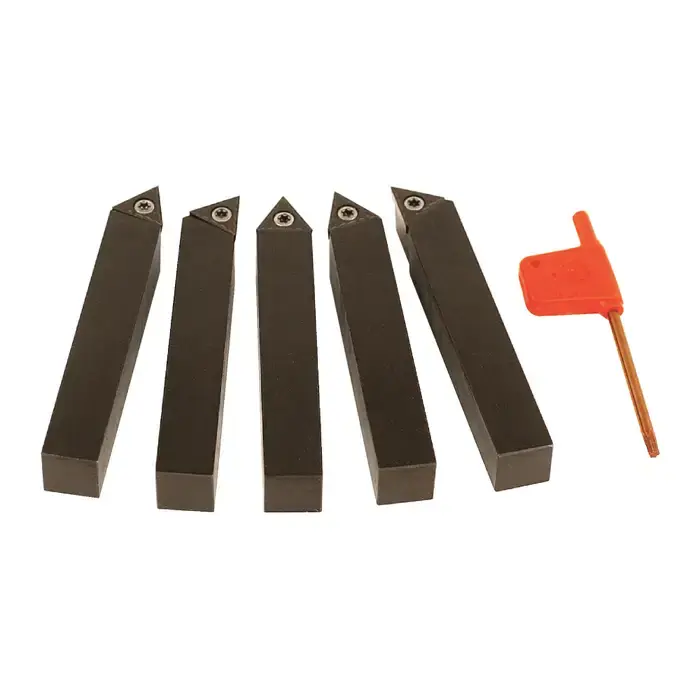 TERRA CARBIDE - 5 Piece External Turning Set with Inserts / Accepts TCMT3(2.5)_ Inserts / 3/4" Shank Markdown