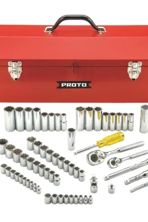 Top Rated PROTO J47165-1A 1/4" & 3/8" Drive Size, 6 & 12 No. of Points, Standard & Deep Socket Type Combination Socket Set
