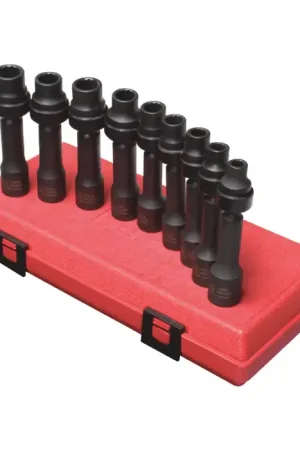 Hassle-Free Returns SUNEX 2695 1/2" Drive Size, 12 No. of Points, 9 No. of Pieces in Set Socket Set