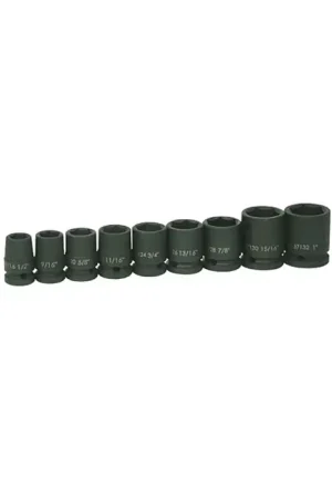 Place Order WILLIAMS 37902 1/2" Drive Size, 6 No. of Points, 9 No. of Pieces in Set Socket Set