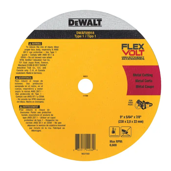 DEWALT DWAFV8918 9" Ceramic Cut-Off Wheel - 7/8" Hole Size Bargain