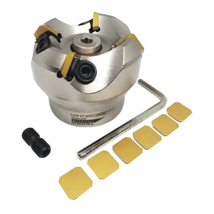 TERRA CARBIDE 09-0727-03 - 2.500" - 45 Degree Indexable Face Mill Set with Inserts, Right Hand Fresh Stock